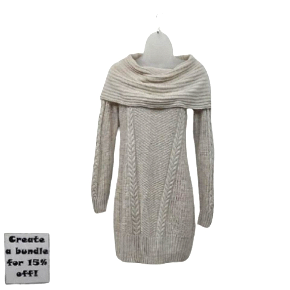 Maurices Mini Sweater Dress Cable Knit Cowl Neck On / Off Shoulder Ribbed Hem Sm